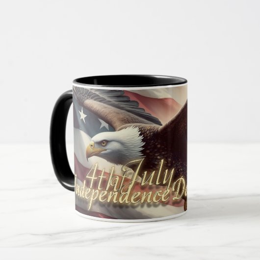 Mug 4 juillet aigle avec drapeau américain (Devant gauche)