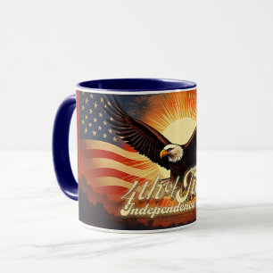 Mug 4 juillet - Aigle majestueux et feux d'artifice 🦅