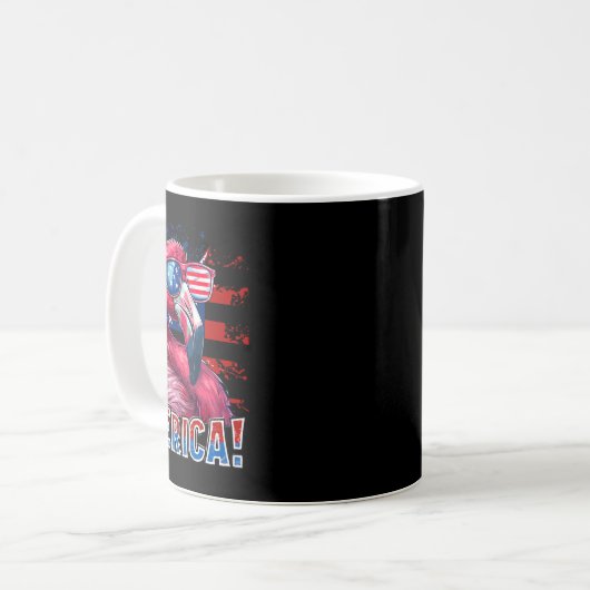 Mug 4 juillet Amérique Flamant rose Drapeau américain (Devant gauche)