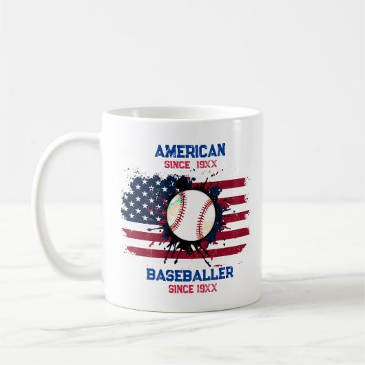Mug 4 juillet Baseball USA Independence Day Cadeau (Gauche)