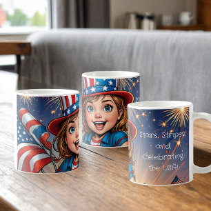 Mug 4 juillet de café de l'enfant patriotique