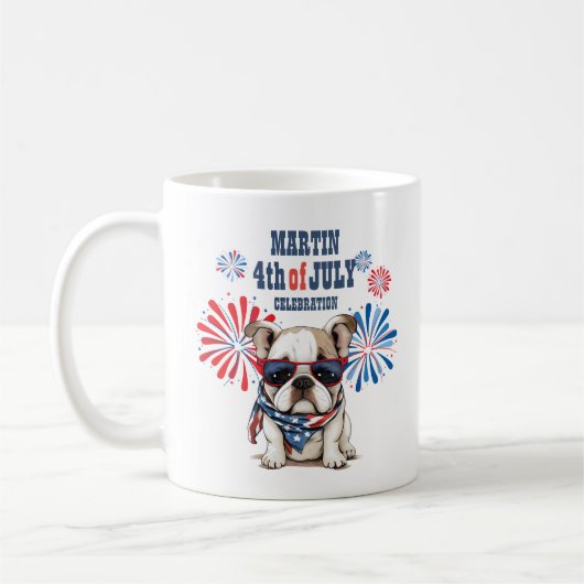 Mug 4 juillet Fête de l'Indépendance Rouge Blanc Bleu (Gauche)