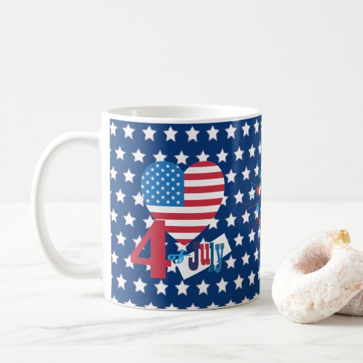 Mug 4 juillet feux d'artifice américains d'étoile de (Avec donut)