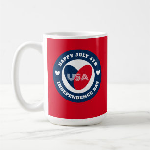 Mug 4 juillet Love USA Patriotique rouge bleu