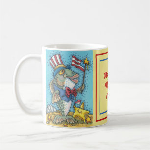 Mug 4 juillet POISSON PATRIOTIQUE ET BOUG STARFISH Cla