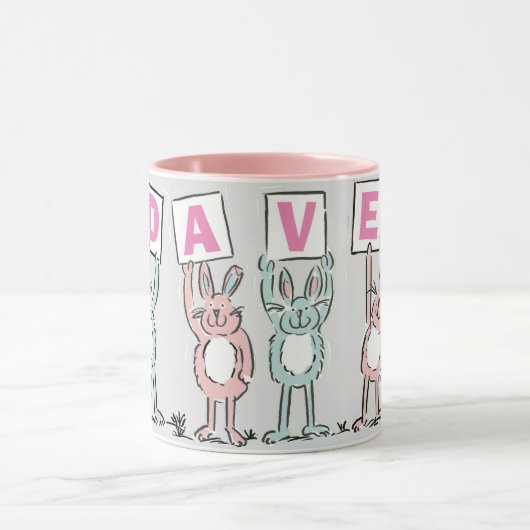 Mug 4 Lettre Nom Fun Rabbit Design (Centre)