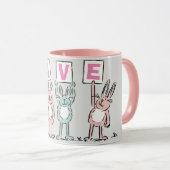 Mug 4 Lettre Nom Fun Rabbit Design (Devant droit)