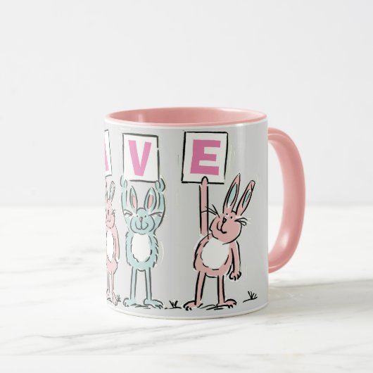Mug 4 Lettre Nom Fun Rabbit Design (Devant droit)