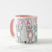 4 Lettre Nom Fun Rabbit Design
