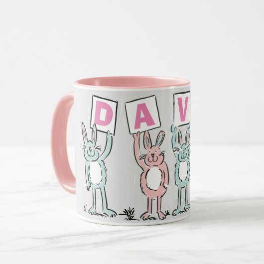 Mug 4 Lettre Nom Fun Rabbit Design (Devant gauche)