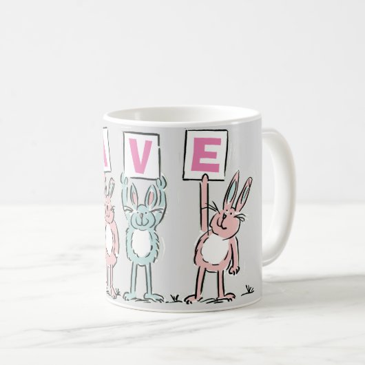 Mug 4 Lettre Nom Fun Rabbit Design (Devant droit)
