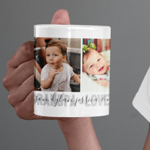Mug 4-Photo Aimez-vous Grand-Père Nom des petits-enfan