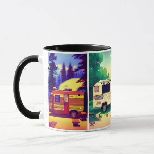 Mug 4 photo camping remorque détente scène café mu (Gauche)