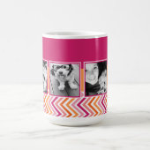 Mug 4 Photo Collage Rose Chaud Orange Chevrons (Centre)