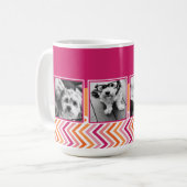 Mug 4 Photo Collage Rose Chaud Orange Chevrons (Devant gauche)