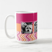 Mug 4 Photo Collage Rose Chaud Orange Chevrons (Gauche)