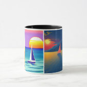 Mug 4 photo coucher de soleil de voilier détente (Centre)