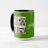 Mug 4 photos en collage avec Joie de Fête Vert (Devant gauche)