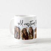 Mug 4 photos en collage avec un script bounce tendance (Devant gauche)
