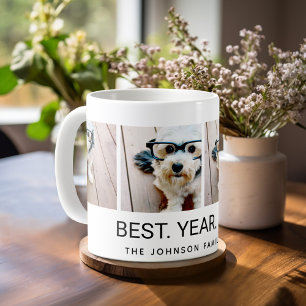 Mug 4 photos en collage Minimaliste - Meilleure année 