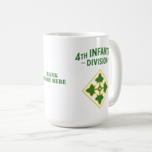 Mug 4e division d'infanterie Badge personnalisable (Devant droit)