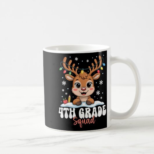 Mug 4th Grade Squad Reindeer Christmas Lights Cute Win (Droite)