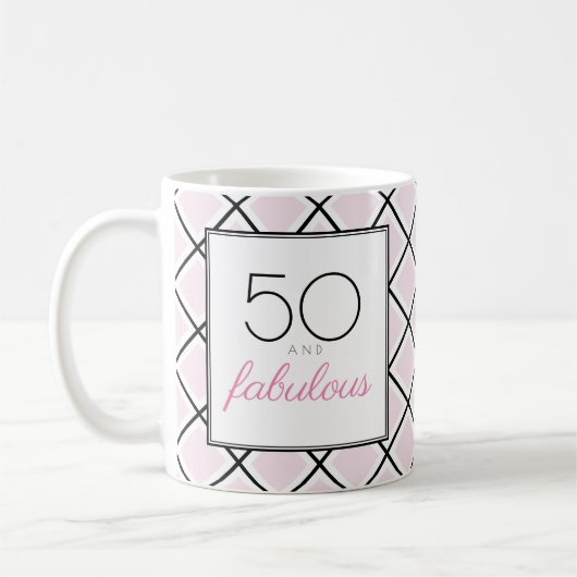 Mug 50 ans et fabuleux rose anniversaire (Gauche)