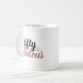Mug 50 ans et Fabuleux Rose Pâle Anniversaire (Devant gauche)