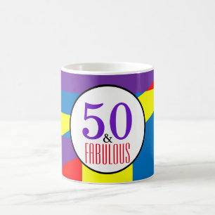 Mug 50 ans et sublimes couleurs géométriques d'une éta