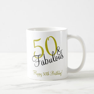 Mug 50 ans & Fabuleux Or & Noir Joyeux Anniversaire