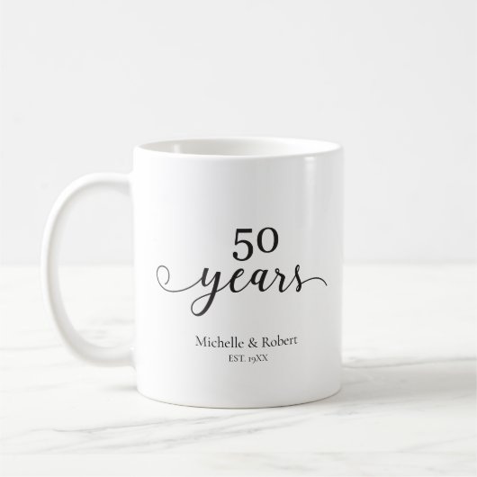 Mug 50 ans mariage anniversaire minimal élégant (Gauche)