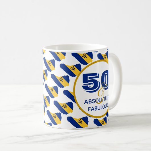 Mug 50 et Absolument fabuleux BARBADOS Célébration (Devant droit)