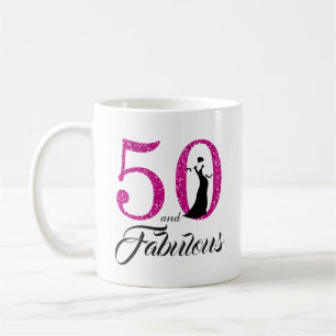 Mug 50 et anniversaire de parties scintillantes roses