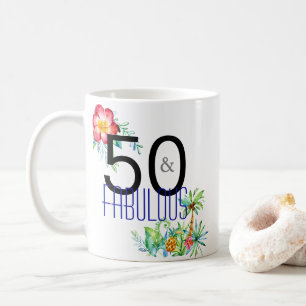 Mug 50 et cinquantième anniversaire tropical fabuleux