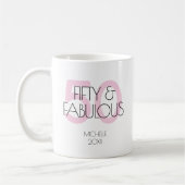 Mug 50 et fabuleuse fête d'anniversaire Modern Pink 50 (Gauche)