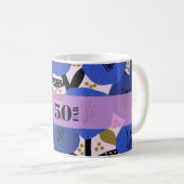 Mug 50 et fabuleux 50e anniversaire Blue Floral Patter (Devant droit)