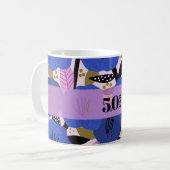 Mug 50 et fabuleux 50e anniversaire Blue Floral Patter (Devant gauche)