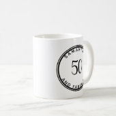 Mug 50 Et fabuleux 50e anniversaire moderne minimal (Devant droit)