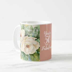 Mug 50 Et fabuleux 50e anniversaire Rose Gold Floral