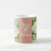 Mug 50 Et fabuleux 50e anniversaire Rose Gold Floral (Centre)