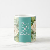 Mug 50 Et fabuleux 50e anniversaire Turquoise Nom flor (Centre)