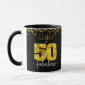 Mug 50 et fabuleux anniversaire feuille d'or points no (Gauche)