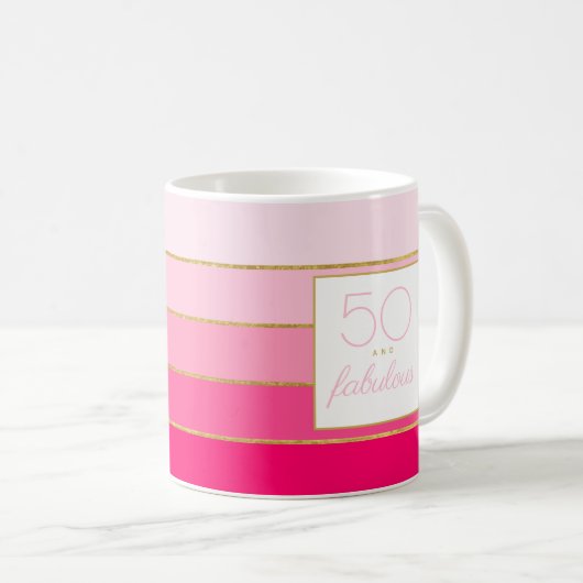 Mug 50 et fabuleux anniversaire or rose (Devant droit)