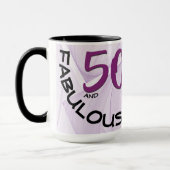 Mug 50 et Fabuleux anniversaire | Purple géométrique (Gauche)