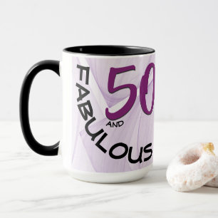 Mug 50 et Fabuleux anniversaire Purple géométrique