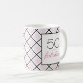 Mug 50 et fabuleux anniversaire rose (Devant droit)