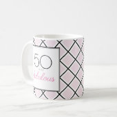 Mug 50 et fabuleux anniversaire rose (Devant gauche)