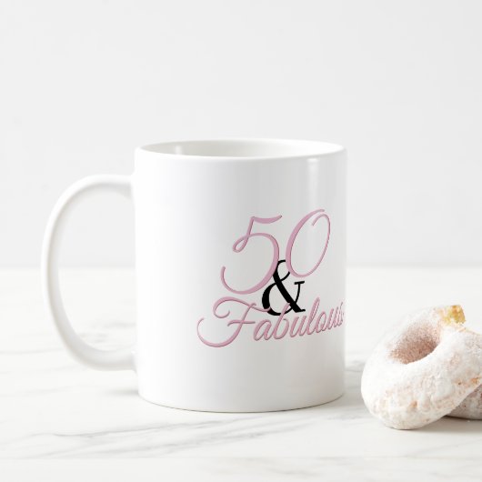 Mug 50 et fabuleux | Anniversaire rose (Avec donut)