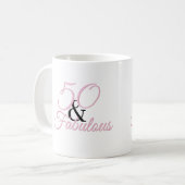 Mug 50 et fabuleux | Anniversaire rose (Devant gauche)