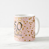 Mug 50 et fabuleux Anniversaire rose avec Dieu Confett (Devant droit)
